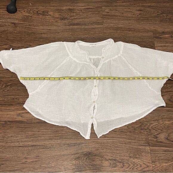 Felicite Tie Top Gauze Loose Fitting Blouse White 1/2 Sleeve Size 1 - XS - Picture 6 of 9